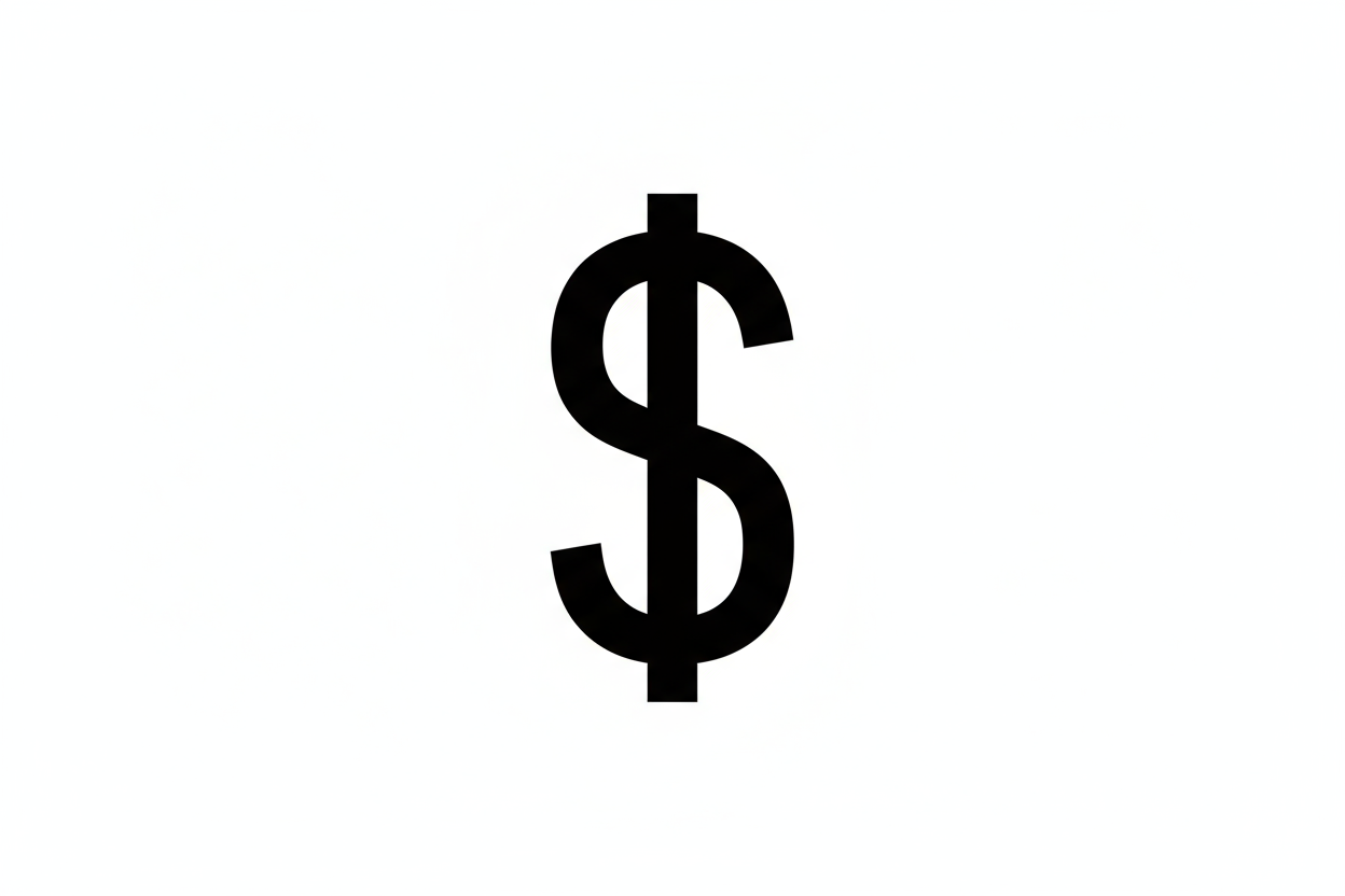 black and white dollar symbol