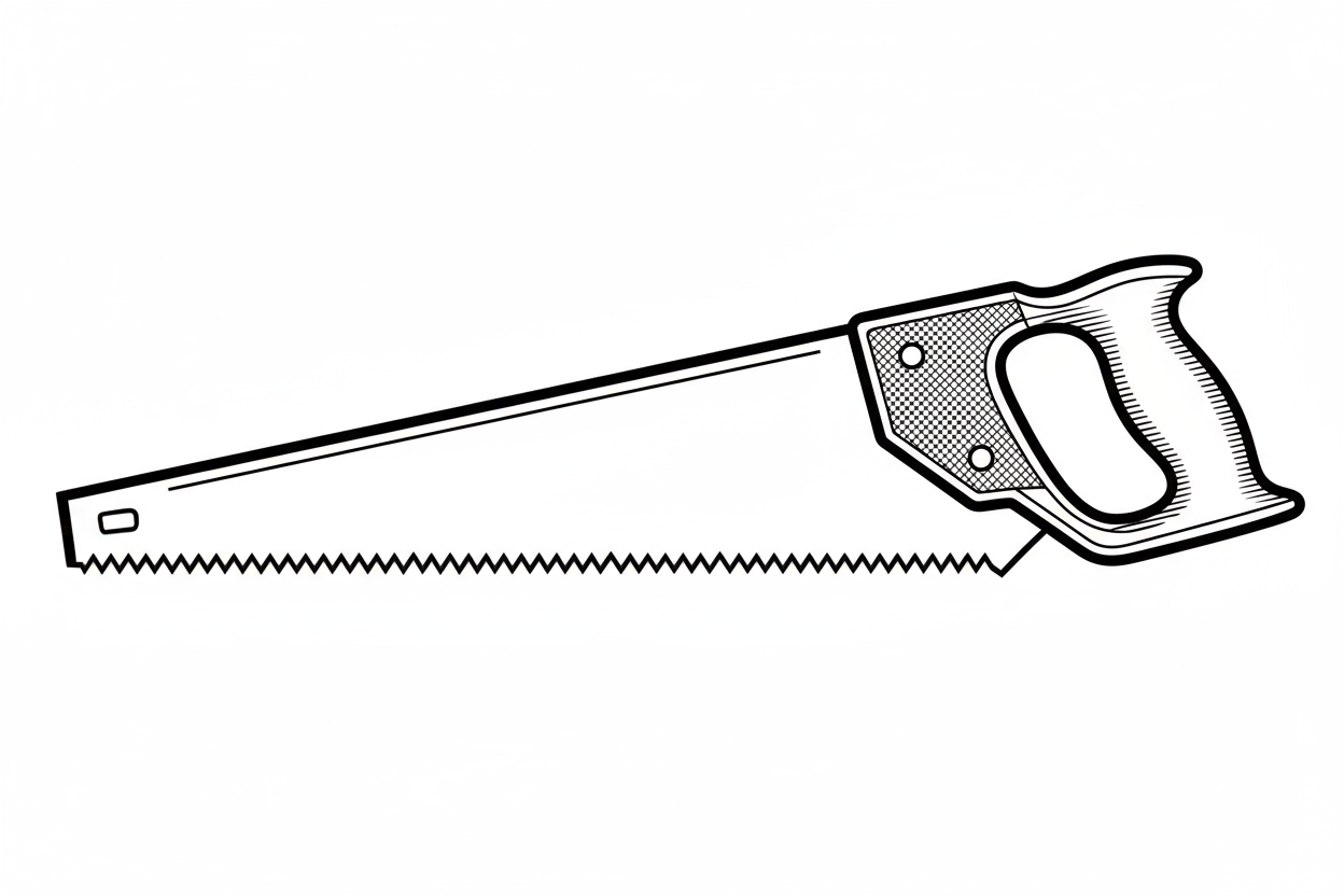 Black and white hand saw graphic