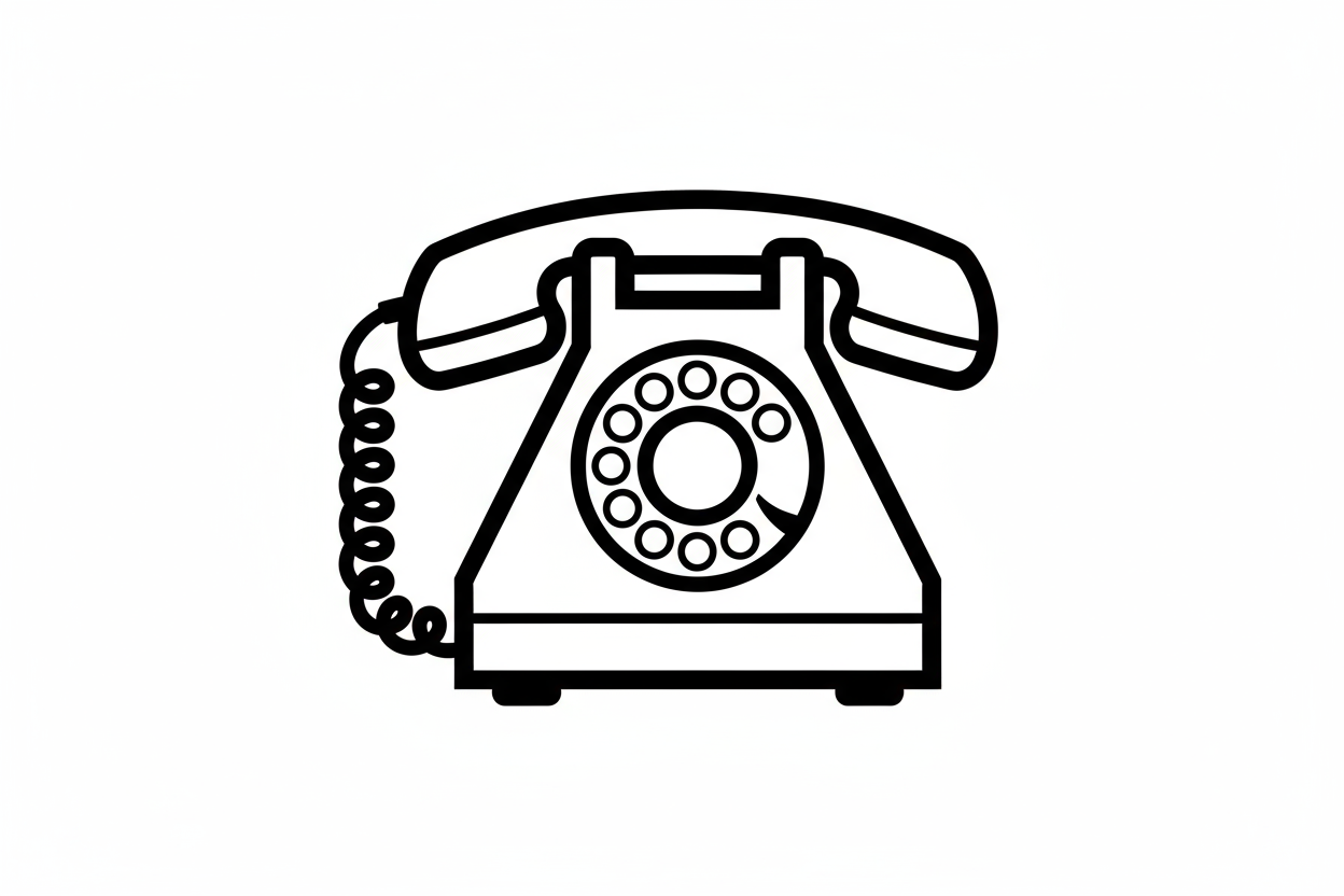 black and white telephone graphic